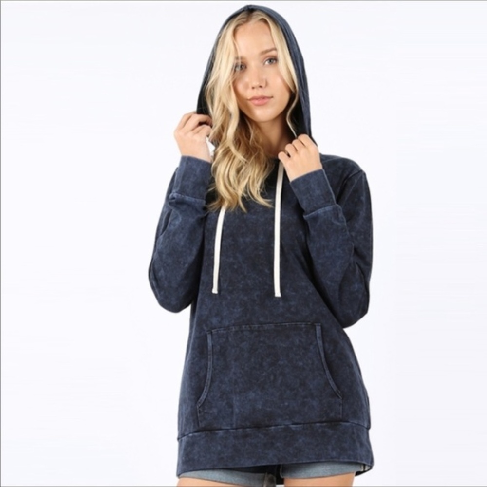 Navy Mineral Wash Super Soft Hoodie